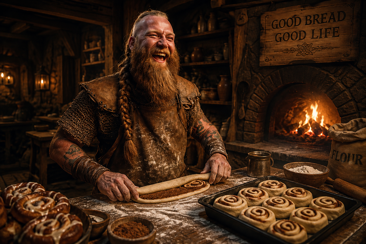 Valhalla Cinnamon Rolls with cream glaze